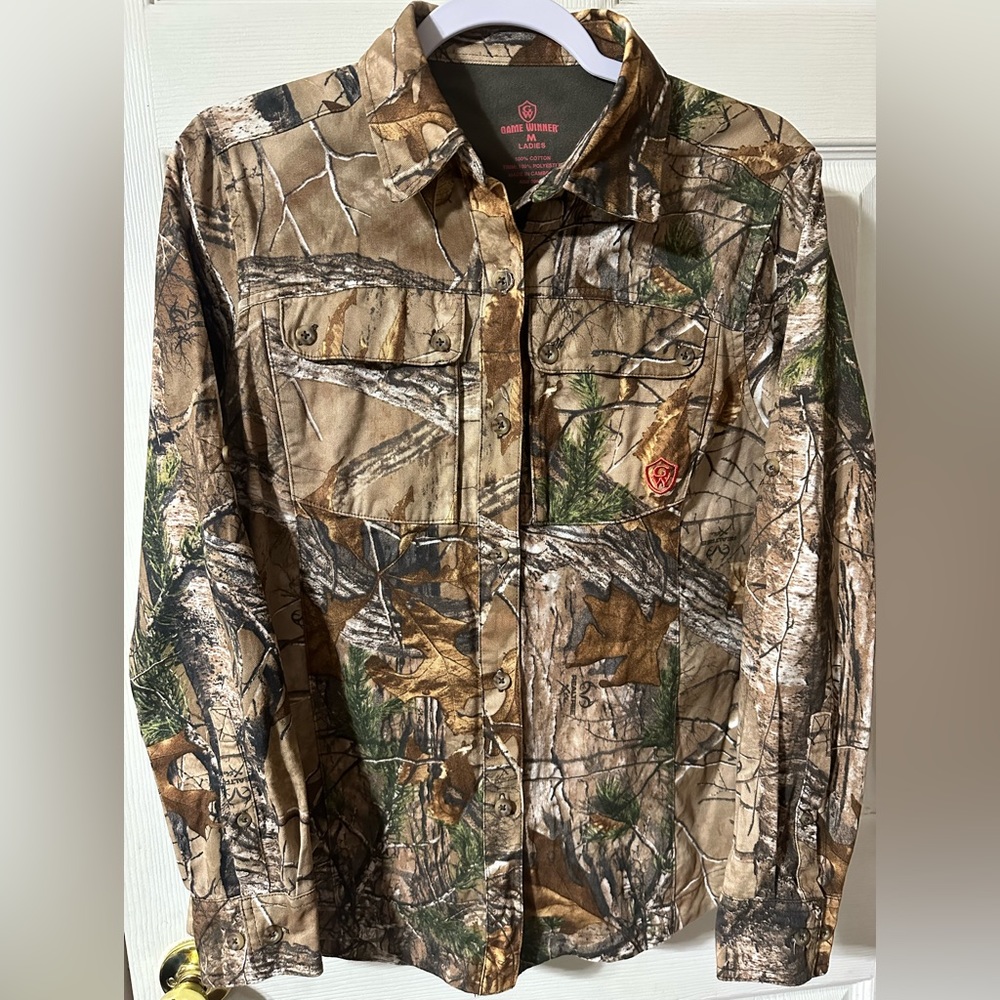 Ladies Camo Button-Down Shirt